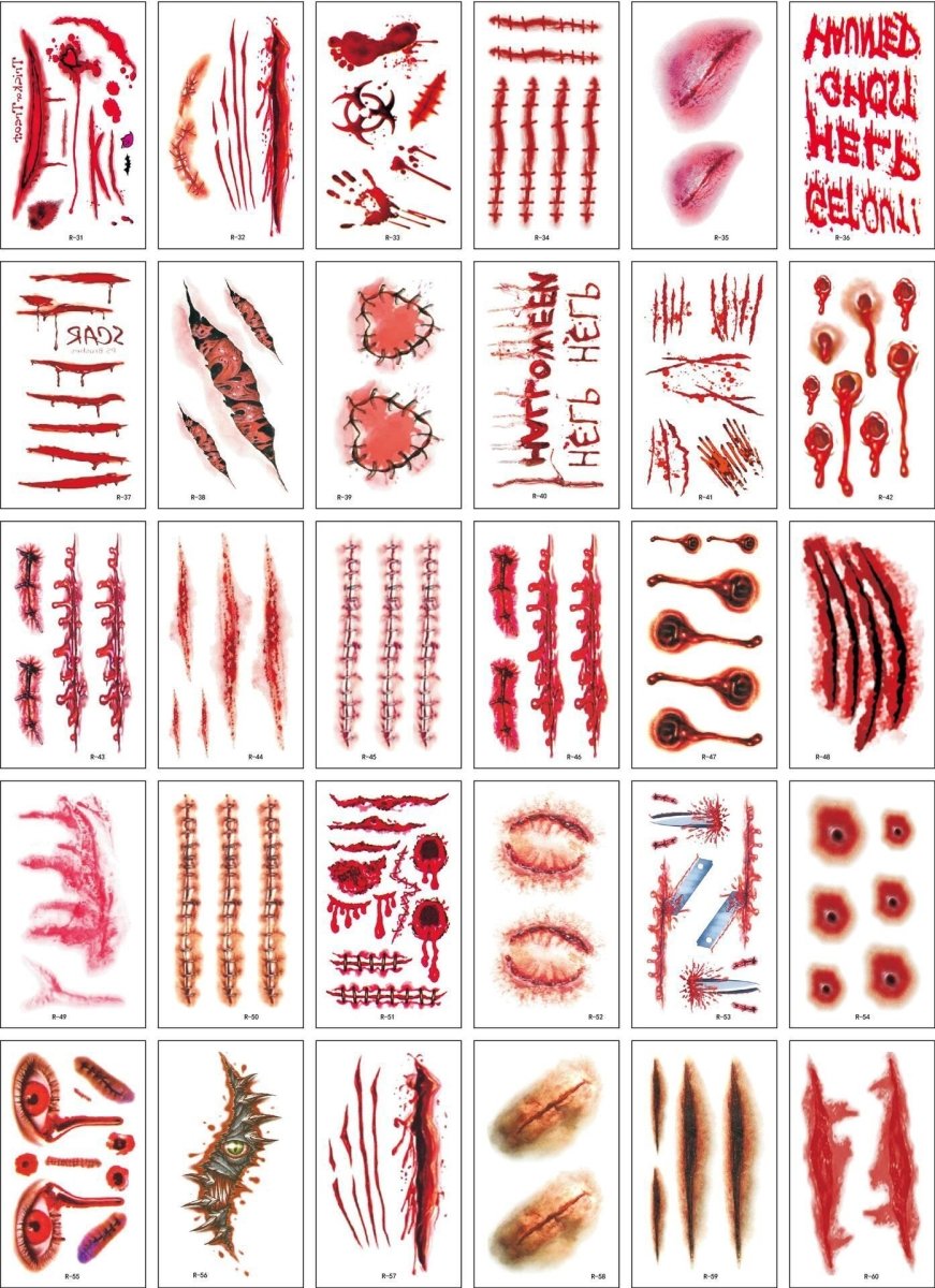 Halloween Scar Tattoo Stickers Funny Realistic - 0 - Scribble Snacks