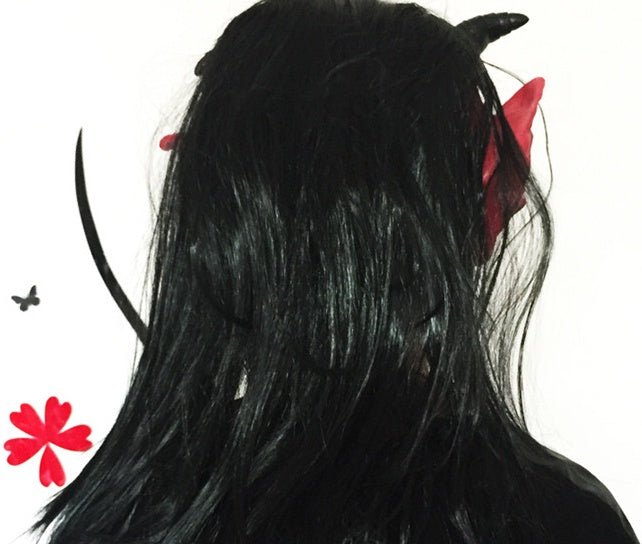 Halloween Scary Latex Devil Head Face Mask Long Hair Party Cosplay Costume Props - 0 - Scribble Snacks