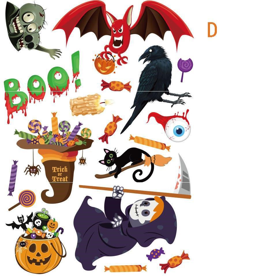 Halloween Scene Decoration Window Glass Door Stickers - 0 - Scribble Snacks