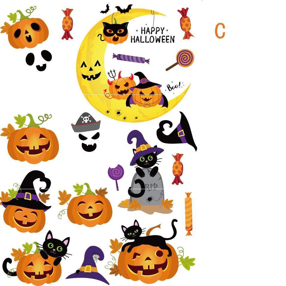 Halloween Scene Decoration Window Glass Door Stickers - 0 - Scribble Snacks