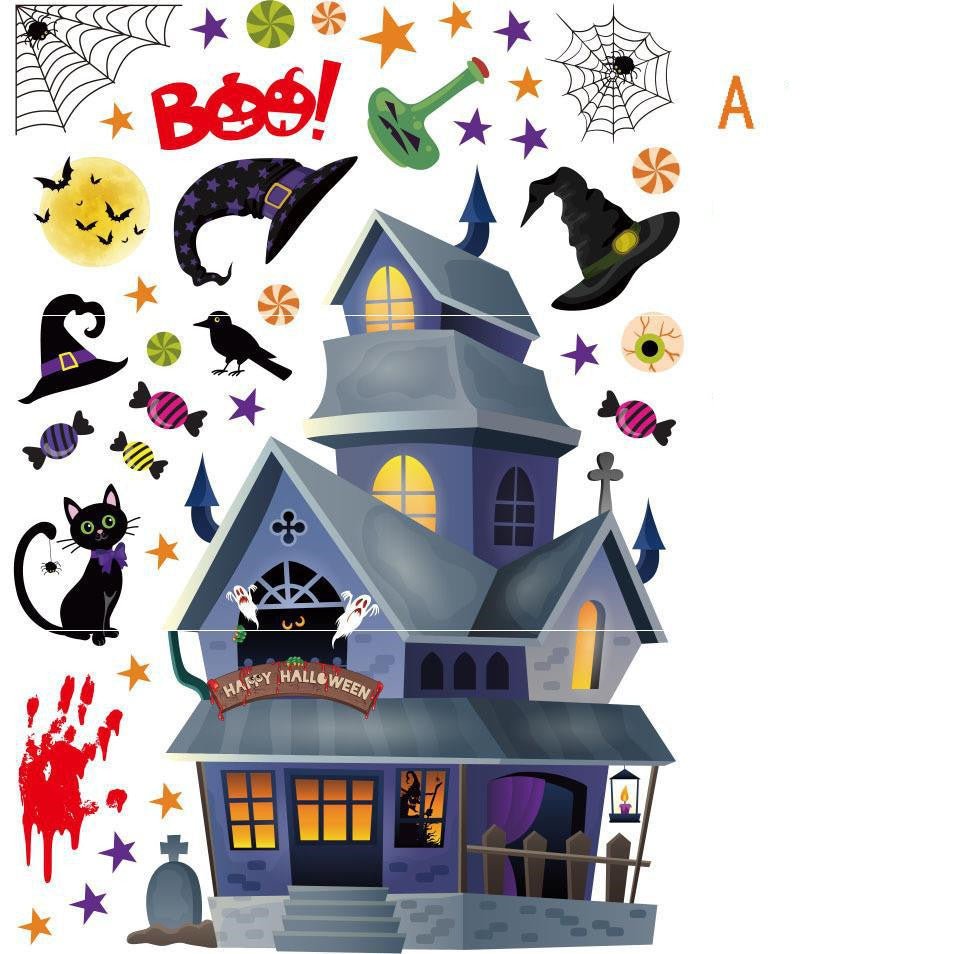 Halloween Scene Decoration Window Glass Door Stickers - 0 - Scribble Snacks