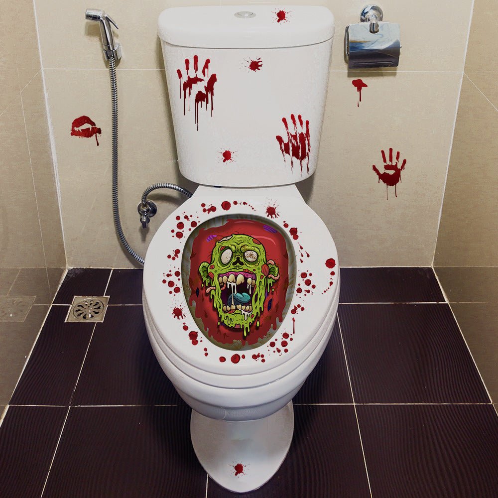 Halloween Series Theme Hotel Toilet Toilet Stickers - 0 - Scribble Snacks