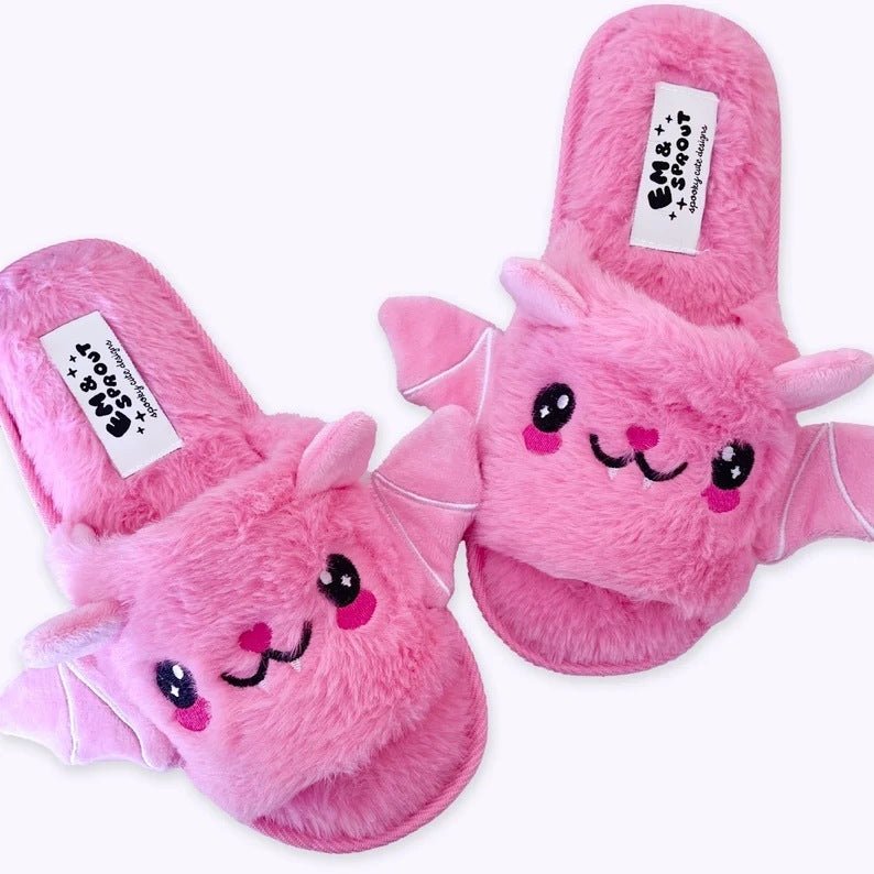 Halloween Shoes Cute Bat Slippers With Wings Winter Warm Home Slippers Women Men - 4 - Scribble Snacks