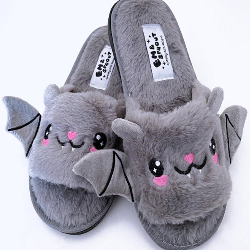 Halloween Shoes Cute Bat Slippers With Wings Winter Warm Home Slippers Women Men - 4 - Scribble Snacks