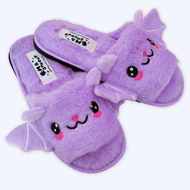 Halloween Shoes Cute Bat Slippers With Wings Winter Warm Home Slippers Women Men - 4 - Scribble Snacks