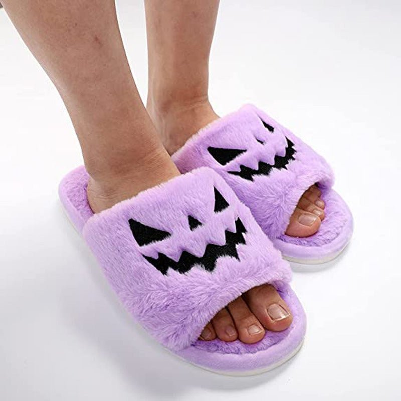 Halloween Shoes Winter Cute Warm Home Slippers Women - 4 - Scribble Snacks