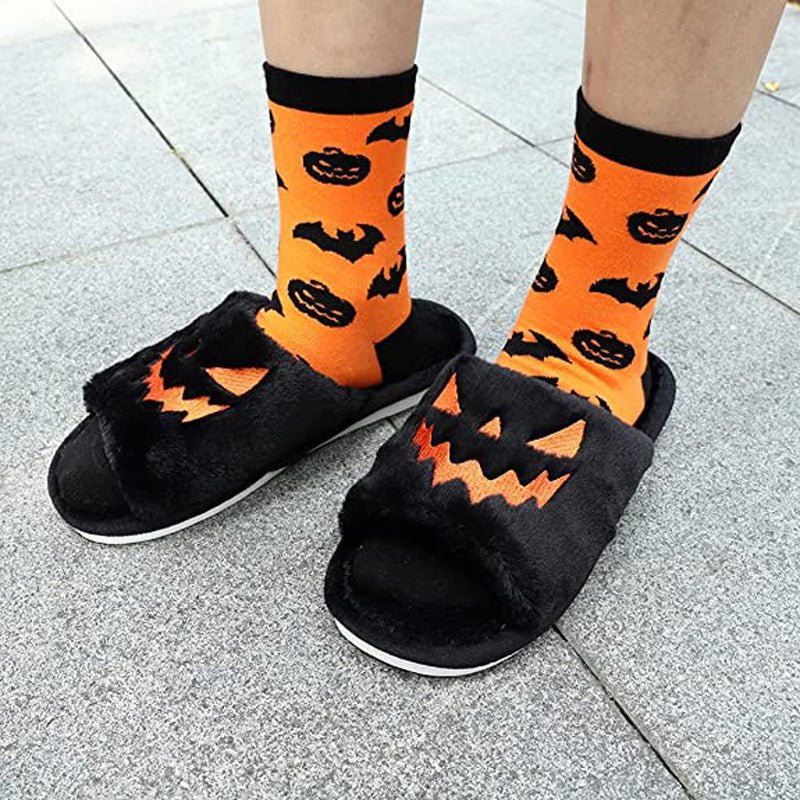 Halloween Shoes Winter Cute Warm Home Slippers Women - 4 - Scribble Snacks