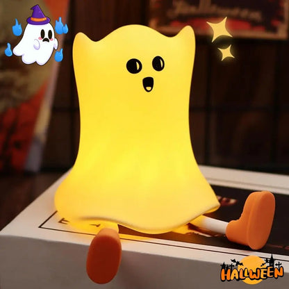 Halloween Silicone Ghost Shaped Bedside Lamp With Touch Control Soft Glow For Water - resistant Decoration - 0 - Scribble Snacks