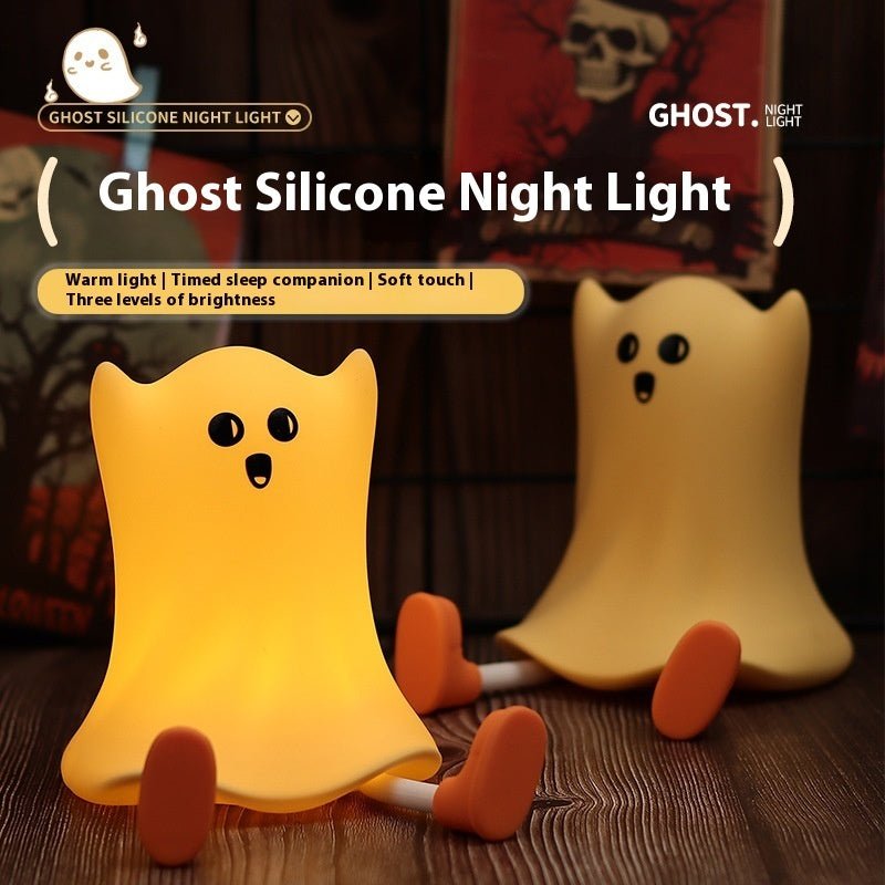 Halloween Silicone Ghost Shaped Bedside Lamp With Touch Control Soft Glow For Water - resistant Decoration - 0 - Scribble Snacks