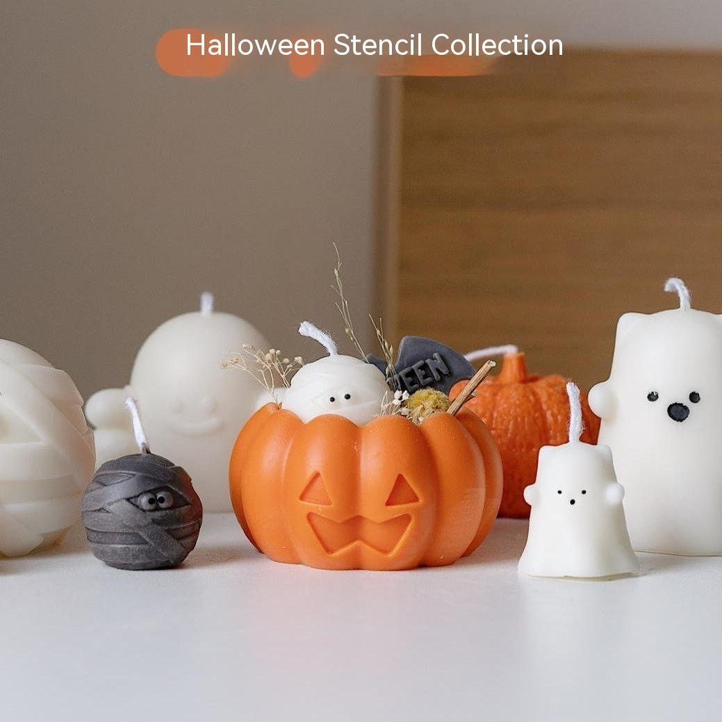 Halloween Silicone Mold Aromatherapy Candle Making Ghost Pumpkin Candle Mould - 0 - Scribble Snacks