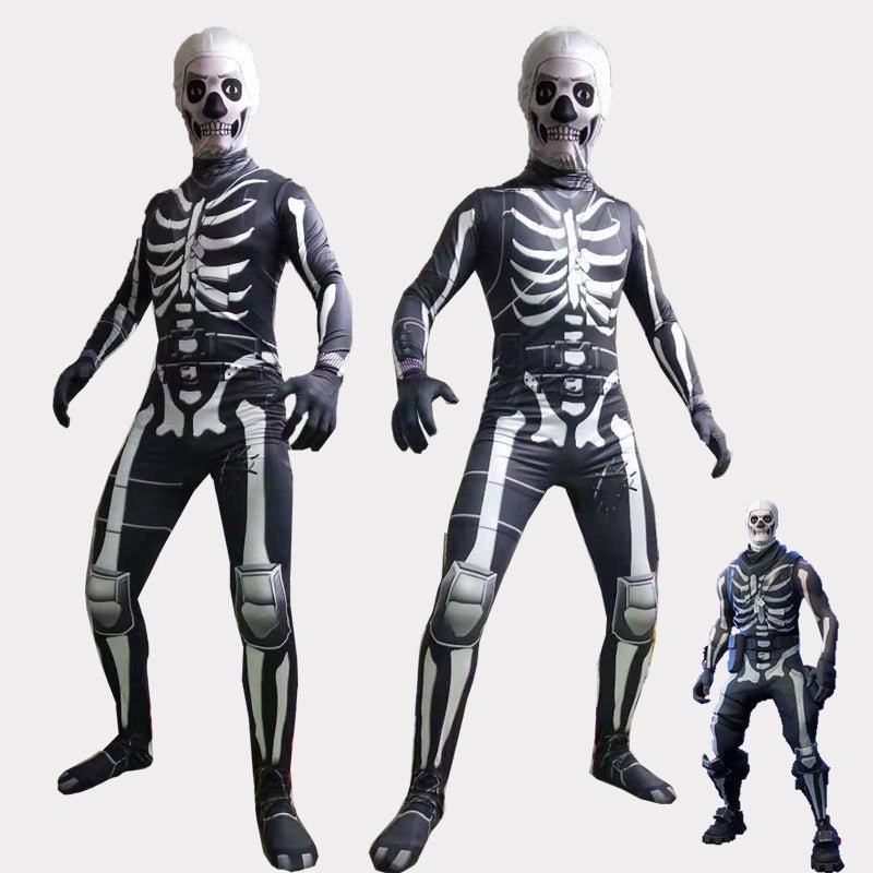 Halloween Skeleton Costume Scary Skeleton Skull Costume Jumpsuit Carnival Party Clothing - 0 - Scribble Snacks