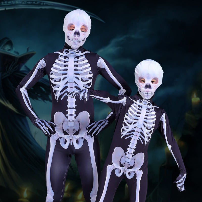 Halloween Skeleton Costume Scary Skeleton Skull Costume Jumpsuit Carnival Party Clothing - 0 - Scribble Snacks