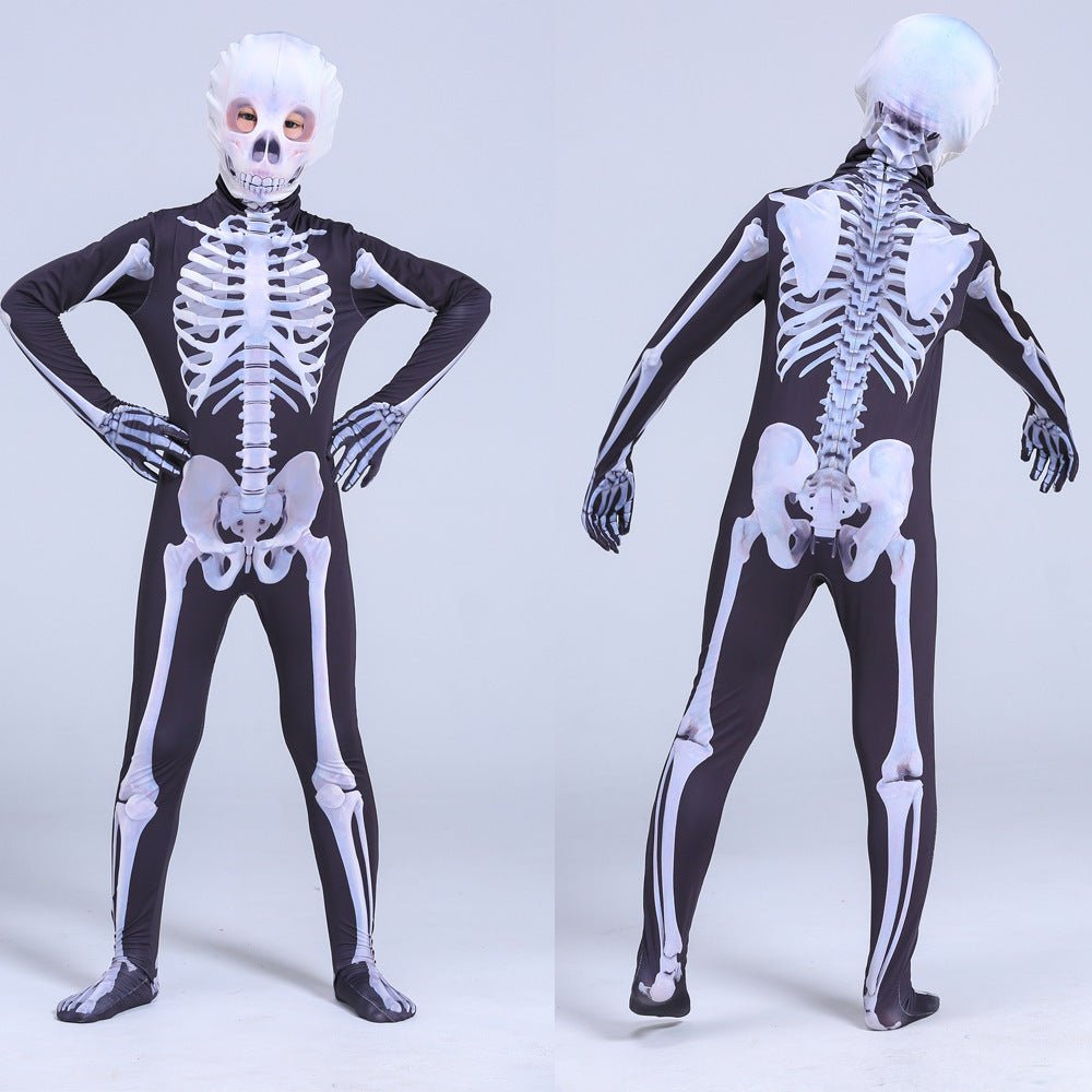 Halloween Skeleton Costume Scary Skeleton Skull Costume Jumpsuit Carnival Party Clothing - 0 - Scribble Snacks