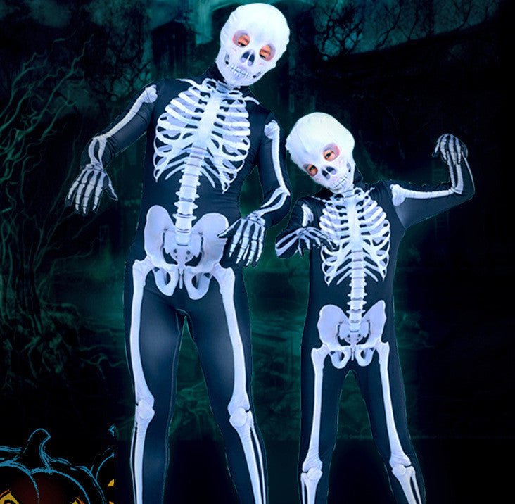 Halloween Skeleton Costume Scary Skeleton Skull Costume Jumpsuit Carnival Party Clothing - 0 - Scribble Snacks