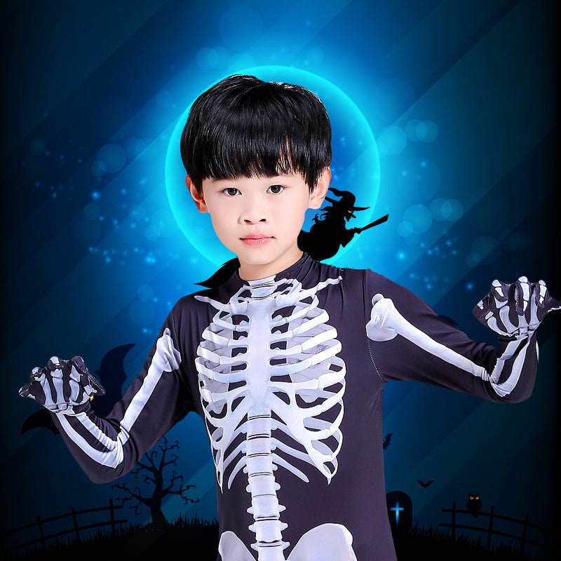 Halloween Skeleton Costume Scary Skeleton Skull Costume Jumpsuit Carnival Party Clothing - 0 - Scribble Snacks