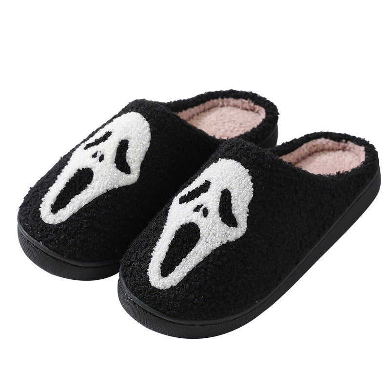 Halloween Skull Cartoon Print Slippers Warm Winter Slippers For Men Women Couple Home Shoes Indoor Cotton Slippers - 4 - Scribble Snacks