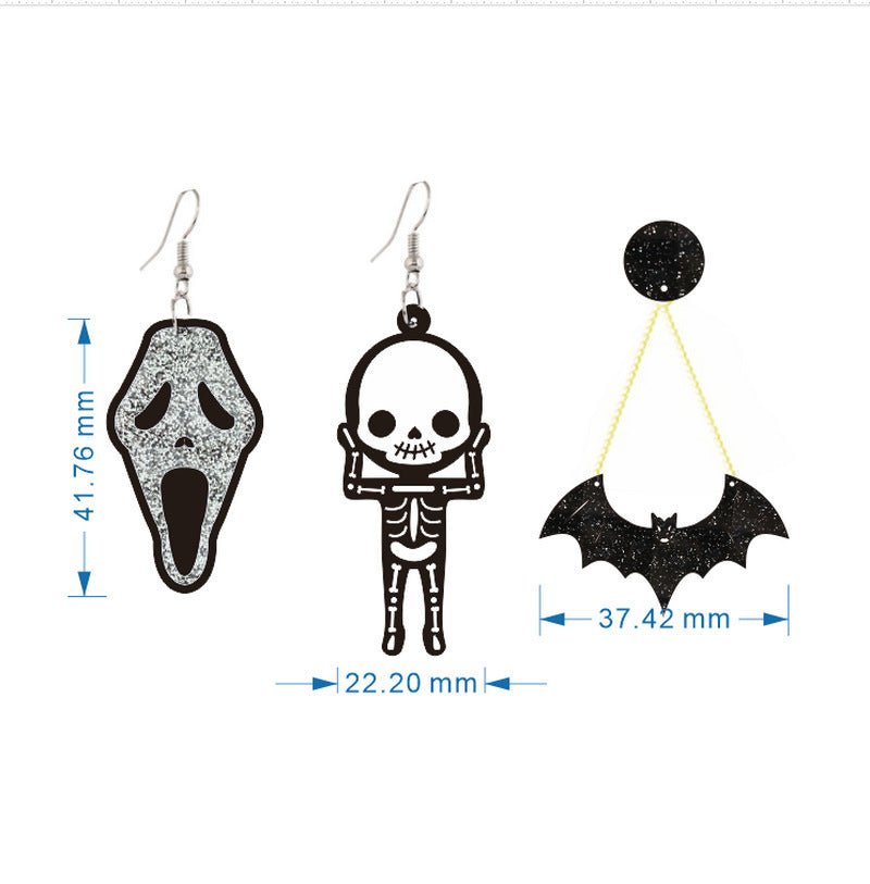 Halloween Skull Ghost Horror Earrings - 0 - Scribble Snacks