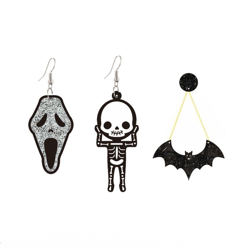 Halloween Skull Ghost Horror Earrings - 0 - Scribble Snacks