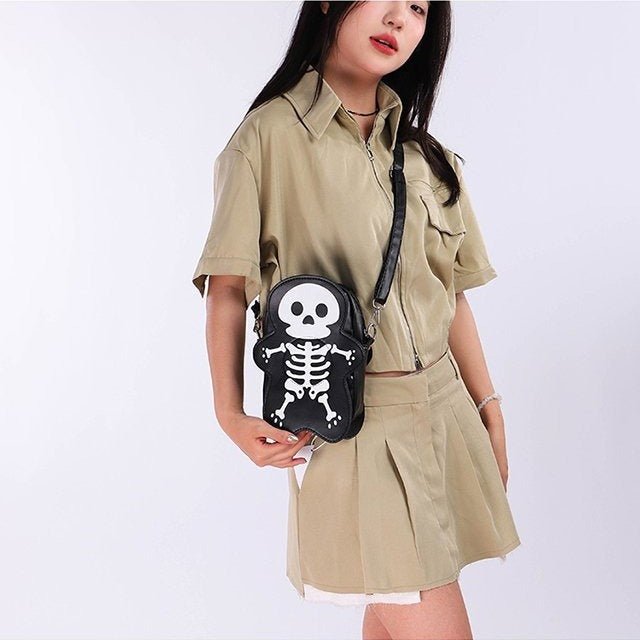 Halloween Skull Shoulder Bag Girls Fashion Funny Cute Messenger Crossbody Bags Women Small Phone Bag - 4 - Scribble Snacks