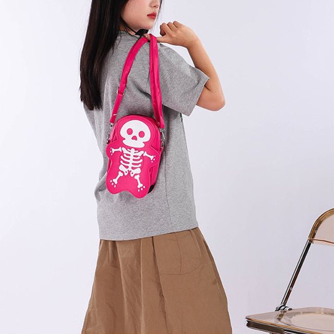 Halloween Skull Shoulder Bag Girls Fashion Funny Cute Messenger Crossbody Bags Women Small Phone Bag - 4 - Scribble Snacks