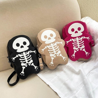 Halloween Skull Shoulder Bag Girls Fashion Funny Cute Messenger Crossbody Bags Women Small Phone Bag - 4 - Scribble Snacks