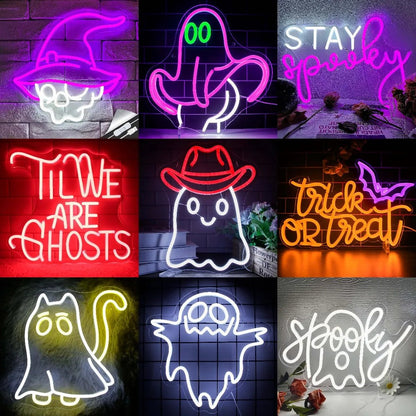 Halloween Skull Treats Wall Art - Halloween - LED Lighting & Neon Signs - Scribble Snacks