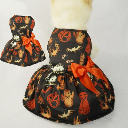 Halloween Small Dog Clothes Pet Dress Pumpkin Print Dress Chihuahua Yorkie Mesh Dress Pet Party Clothing Cat Dog Costume - 0 - Scribble Snacks