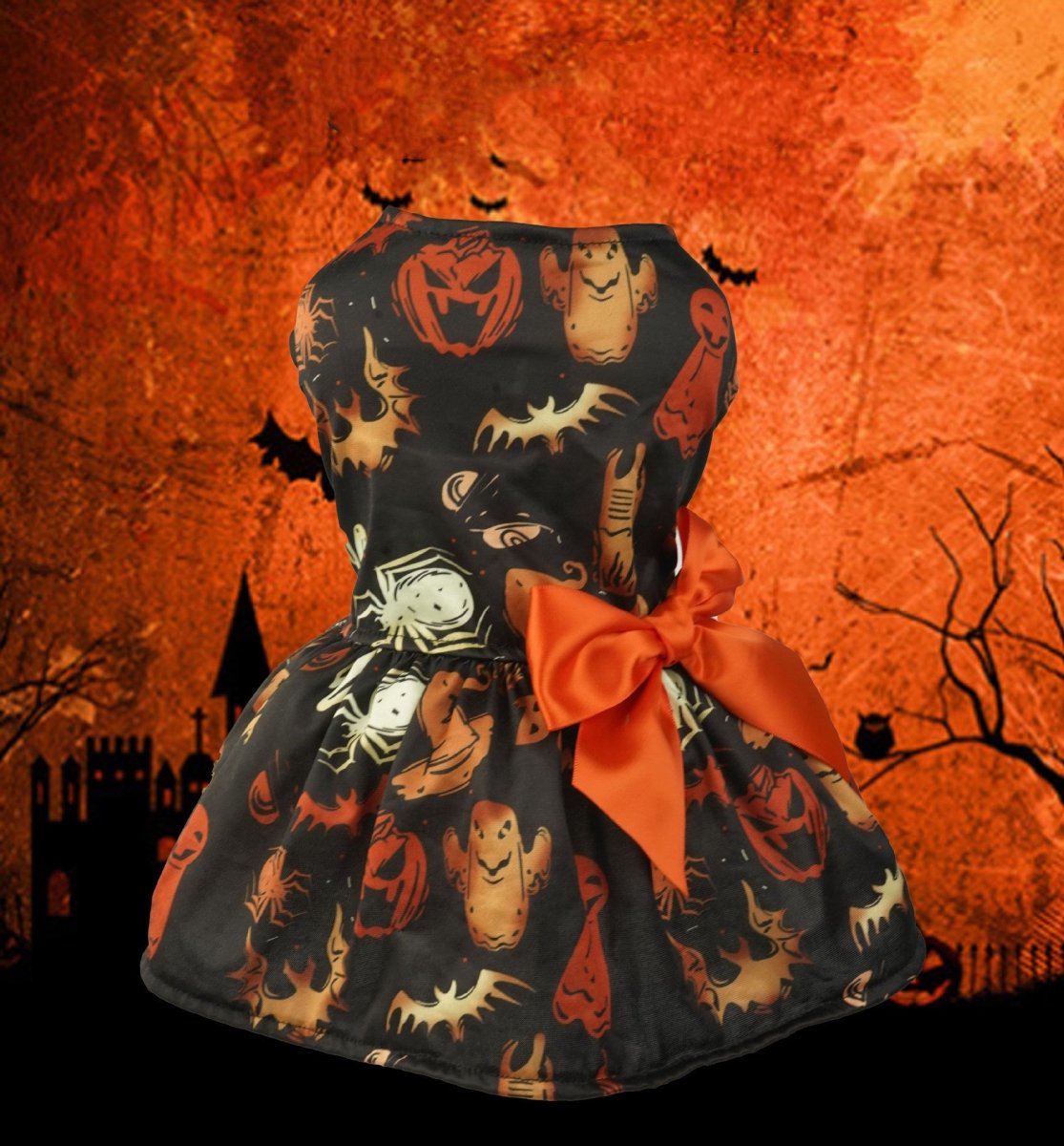 Halloween Small Dog Clothes Pet Dress Pumpkin Print Dress Chihuahua Yorkie Mesh Dress Pet Party Clothing Cat Dog Costume - 0 - Scribble Snacks