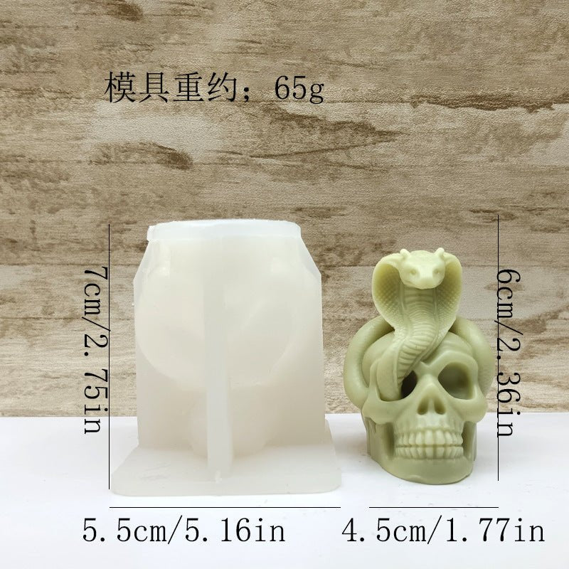 Halloween Snake Skull Aromatherapy Candle Silicone Mold - 0 - Scribble Snacks