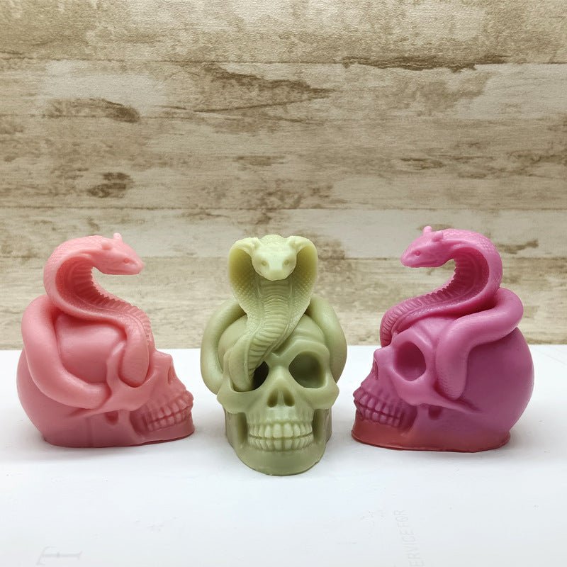 Halloween Snake Skull Aromatherapy Candle Silicone Mold - 0 - Scribble Snacks