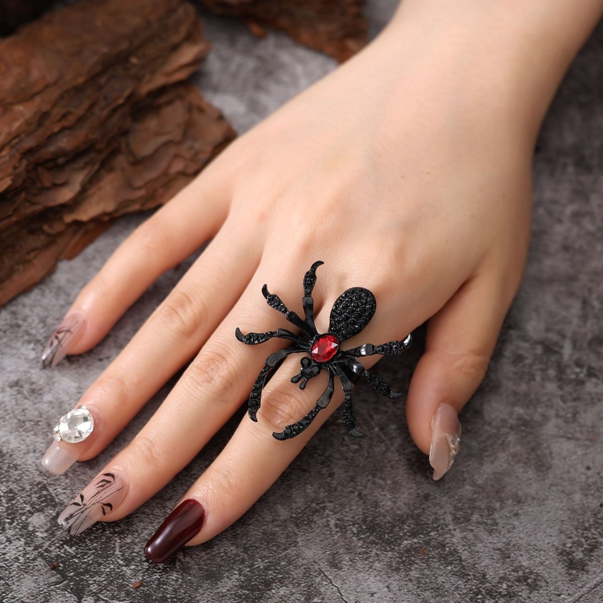 Halloween Spider Ring With Rhinestone Ins Personality Fashion Open Rings For Women Jewelry Accessories - 4 - Scribble Snacks