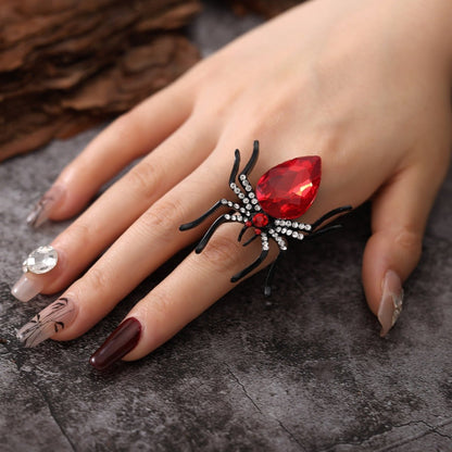 Halloween Spider Ring With Rhinestone Ins Personality Fashion Open Rings For Women Jewelry Accessories - 4 - Scribble Snacks