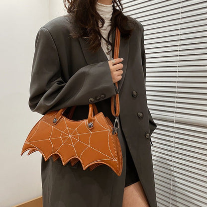 Halloween Spider Web Shape Shoulder Bags Personality Batgirl Tide Pu Handbags Fashoin Messenger Crossbody Bag - 0 - Scribble Snacks