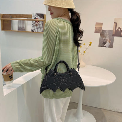 Halloween Spider Web Shape Shoulder Bags Personality Batgirl Tide Pu Handbags Fashoin Messenger Crossbody Bag - 0 - Scribble Snacks