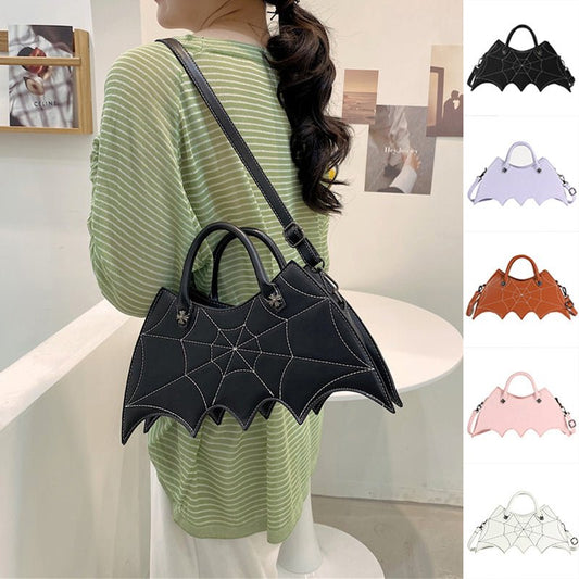 Halloween Spider Web Shape Shoulder Bags Personality Batgirl Tide Pu Handbags Fashoin Messenger Crossbody Bag - 0 - Scribble Snacks