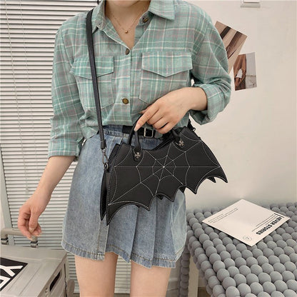 Halloween Spider Web Shape Shoulder Bags Personality Batgirl Tide Pu Handbags Fashoin Messenger Crossbody Bag - 0 - Scribble Snacks