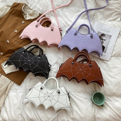 Halloween Spider Web Shape Shoulder Bags Personality Batgirl Tide Pu Handbags Fashoin Messenger Crossbody Bag - 0 - Scribble Snacks