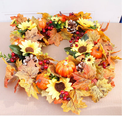 Halloween Thanksgiving Autumn Frost Leaf Pumpkin Simulation Garland Props Home Decor - 0 - Scribble Snacks