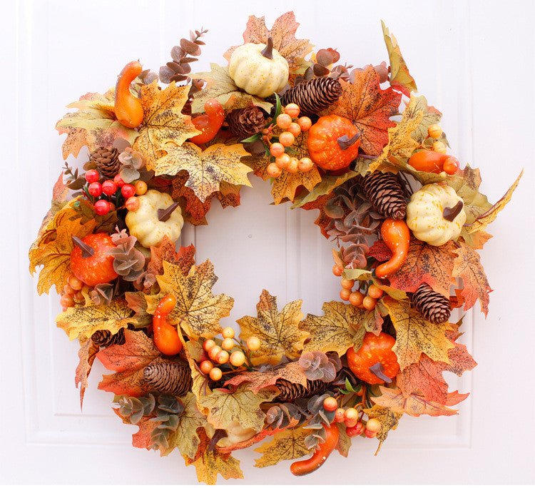 Halloween Thanksgiving Autumn Frost Leaf Pumpkin Simulation Garland Props Home Decor - 0 - Scribble Snacks