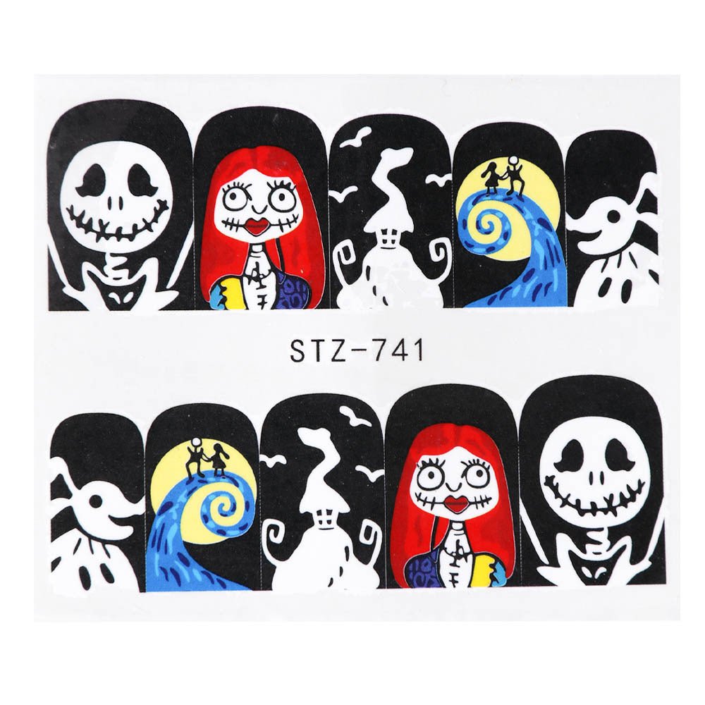 Halloween Theme Skull And Devil Water Transfer Nail Stickers - 0 - Scribble Snacks