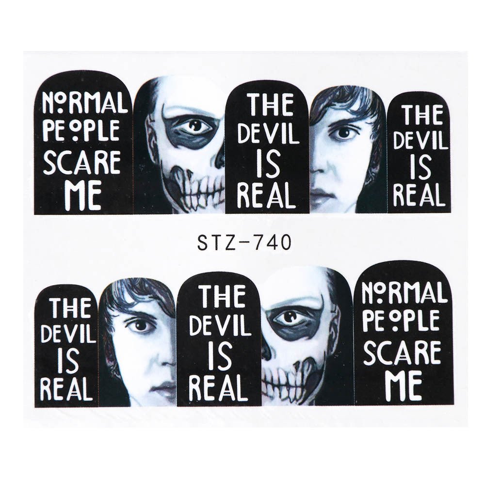 Halloween Theme Skull And Devil Water Transfer Nail Stickers - 0 - Scribble Snacks