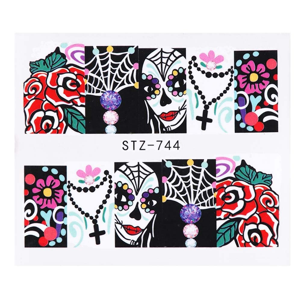 Halloween Theme Skull And Devil Water Transfer Nail Stickers - 0 - Scribble Snacks