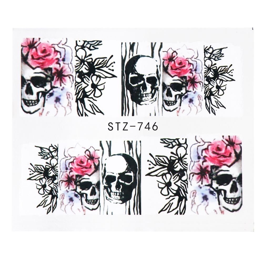 Halloween Theme Skull And Devil Water Transfer Nail Stickers - 0 - Scribble Snacks