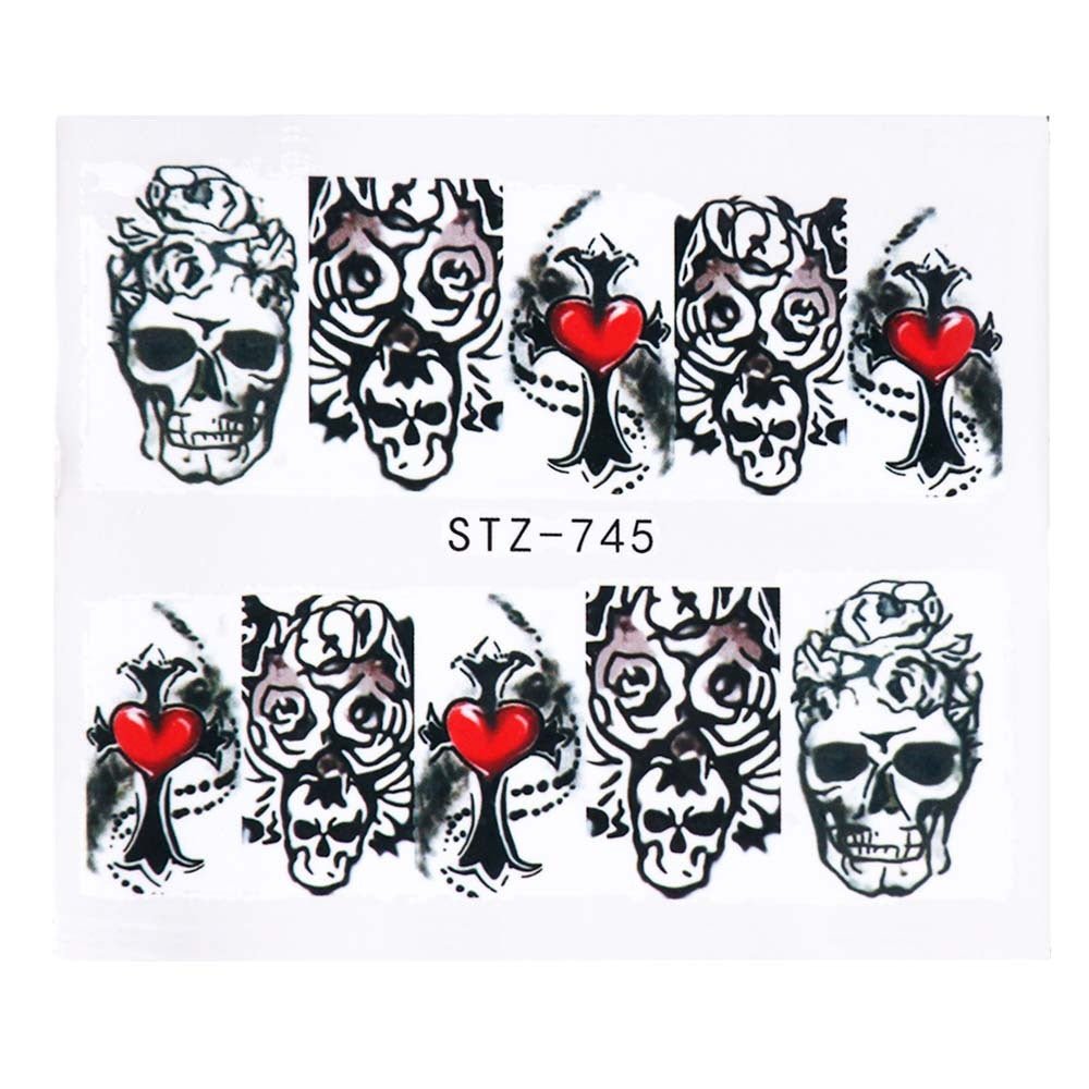 Halloween Theme Skull And Devil Water Transfer Nail Stickers - 0 - Scribble Snacks