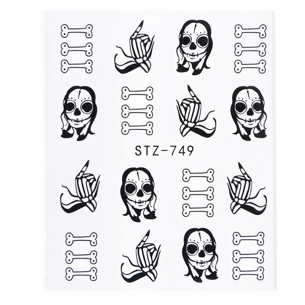 Halloween Theme Skull And Devil Water Transfer Nail Stickers - 0 - Scribble Snacks