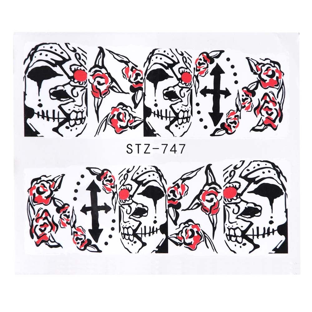 Halloween Theme Skull And Devil Water Transfer Nail Stickers - 0 - Scribble Snacks