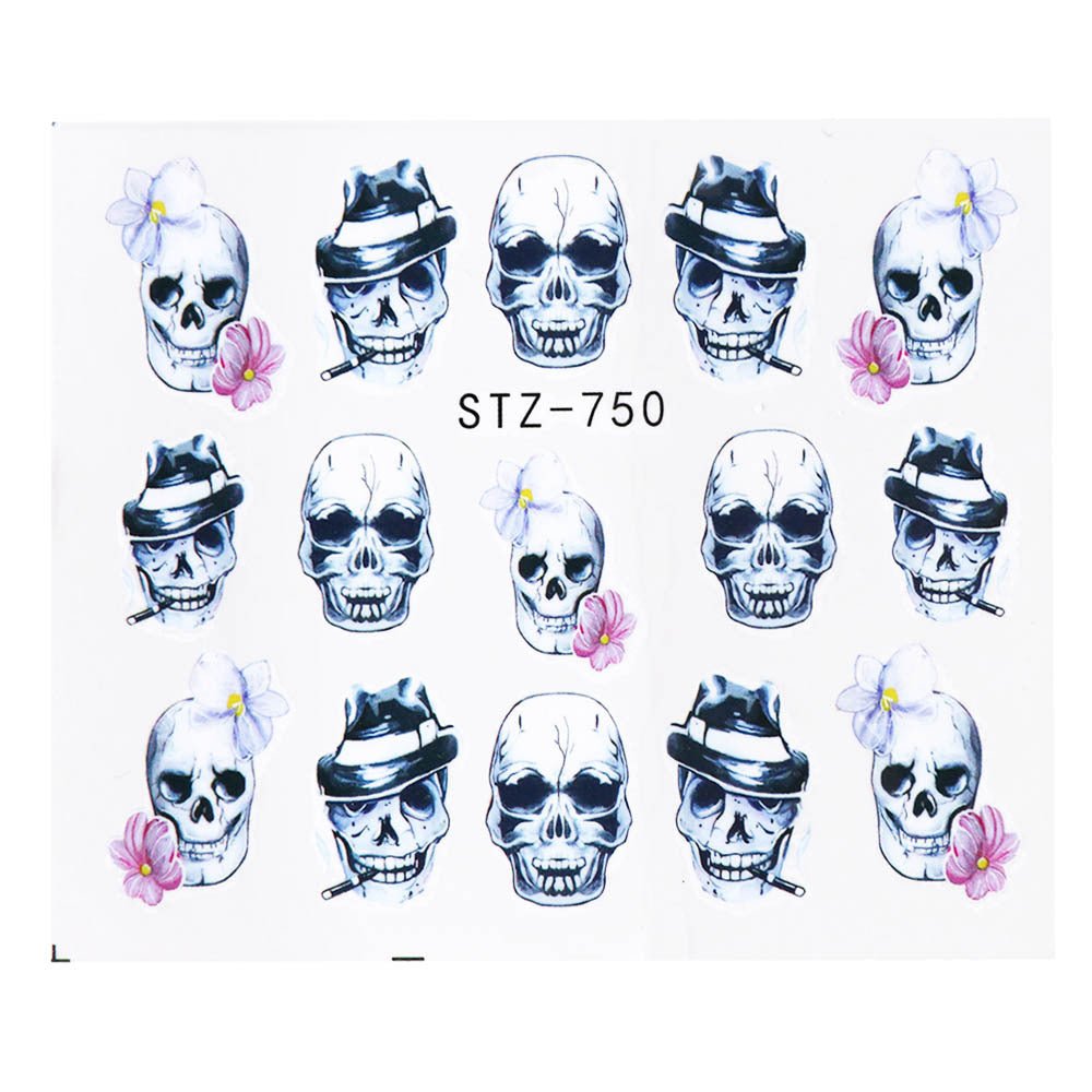 Halloween Theme Skull And Devil Water Transfer Nail Stickers - 0 - Scribble Snacks