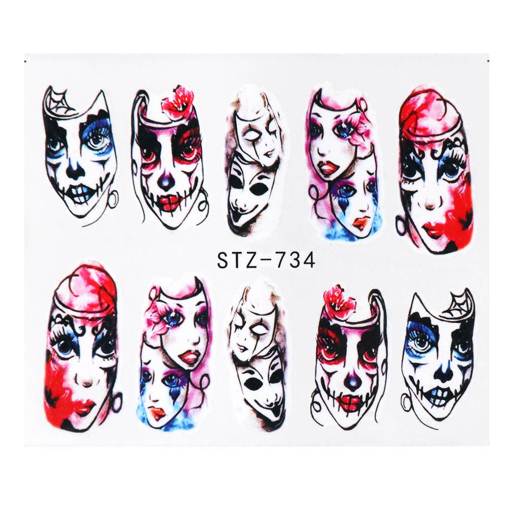 Halloween Theme Skull And Devil Water Transfer Nail Stickers - 0 - Scribble Snacks