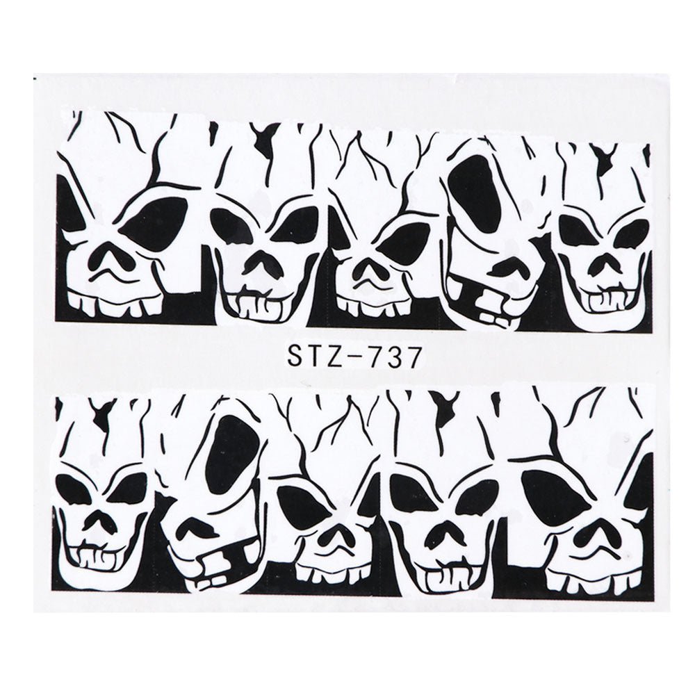 Halloween Theme Skull And Devil Water Transfer Nail Stickers - 0 - Scribble Snacks