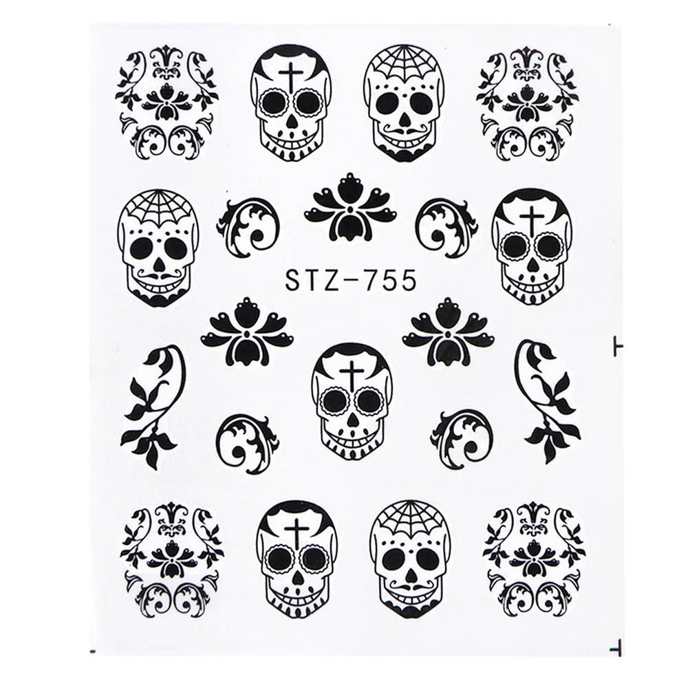 Halloween Theme Skull And Devil Water Transfer Nail Stickers - 0 - Scribble Snacks